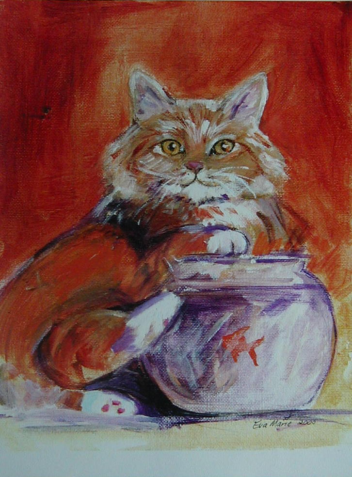 hugging a goldfish bowl goldfish bowl and cat. hugging a goldfish bowl
